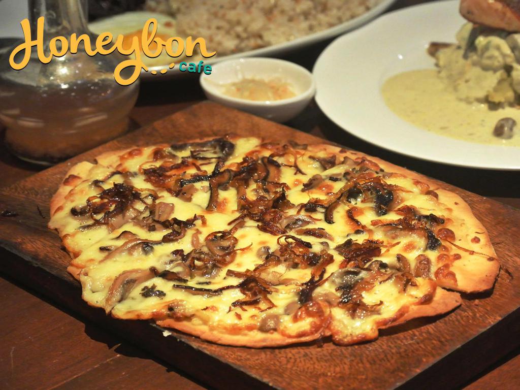 Wild mushroom and caramelized pizza is perfect for the Lenten season.