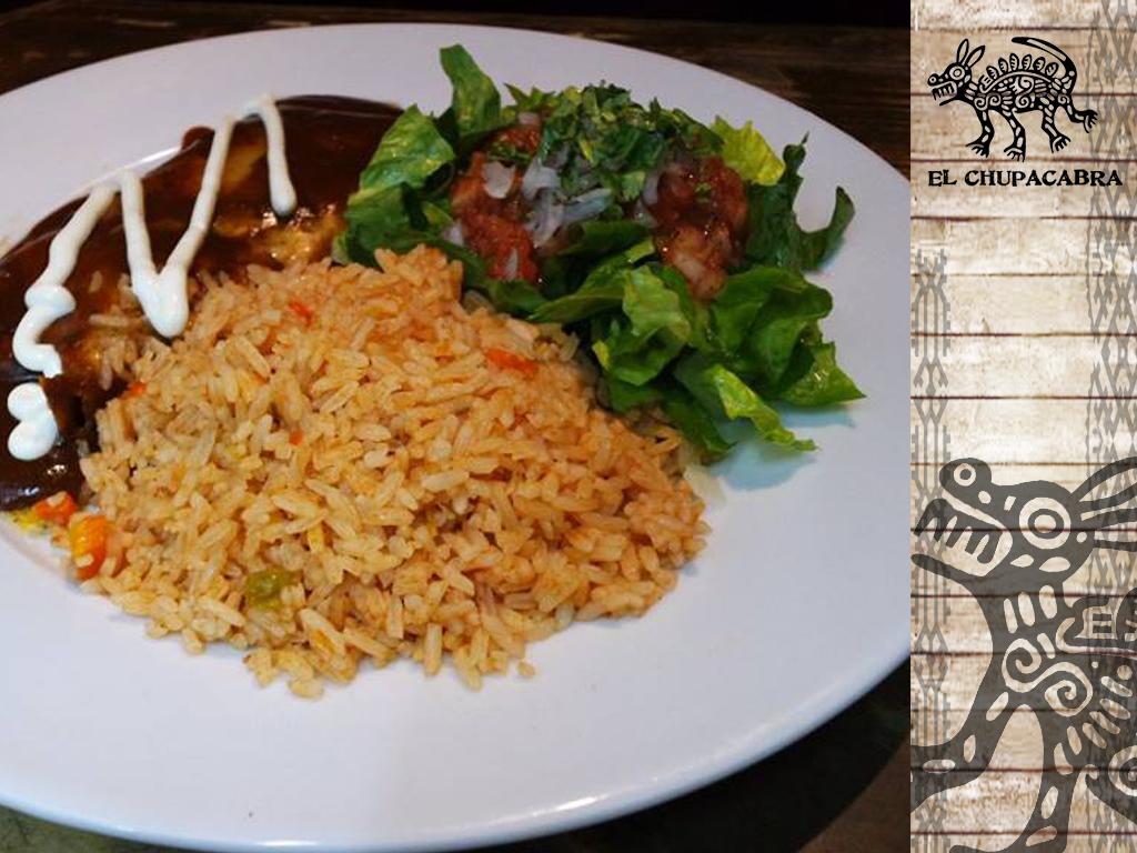 Beef Enchilada with Mexican Rice & Salad