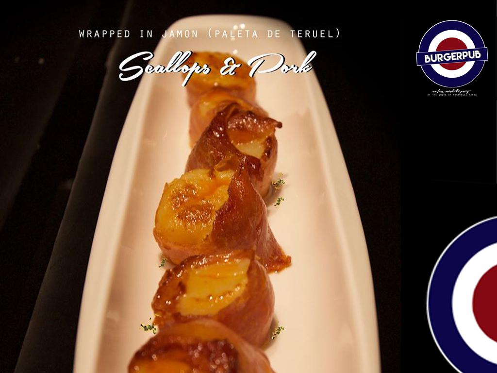 Scallops wrapped in jamon