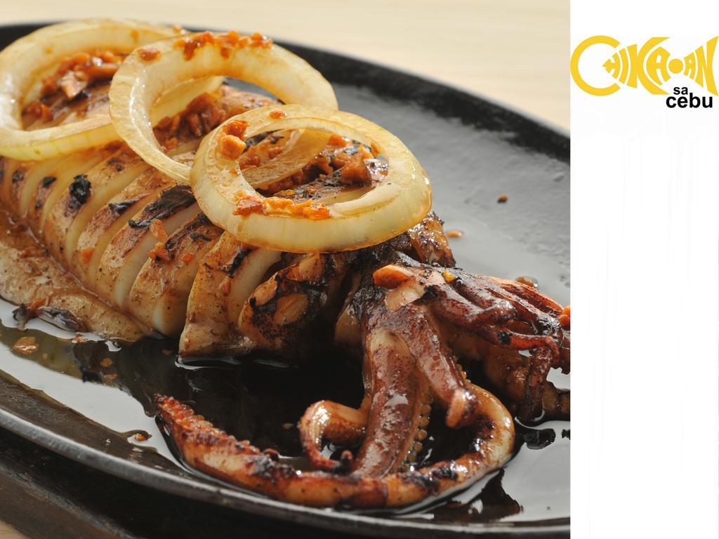 sizzling squid with ala pobre sauce